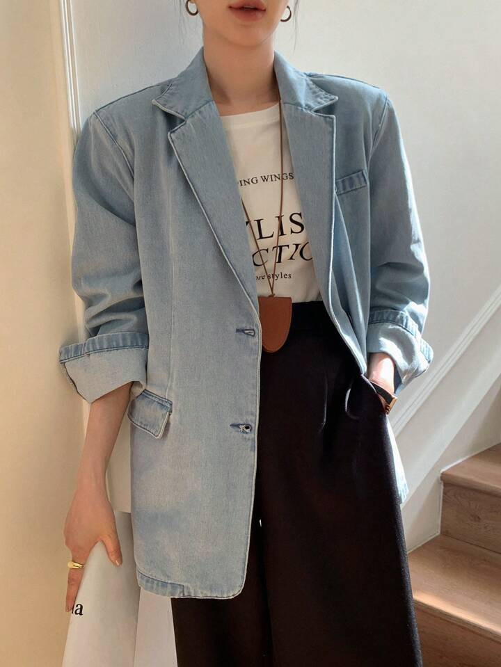 DAZY Women Denim Jacket Denim Blazer | SHEIN