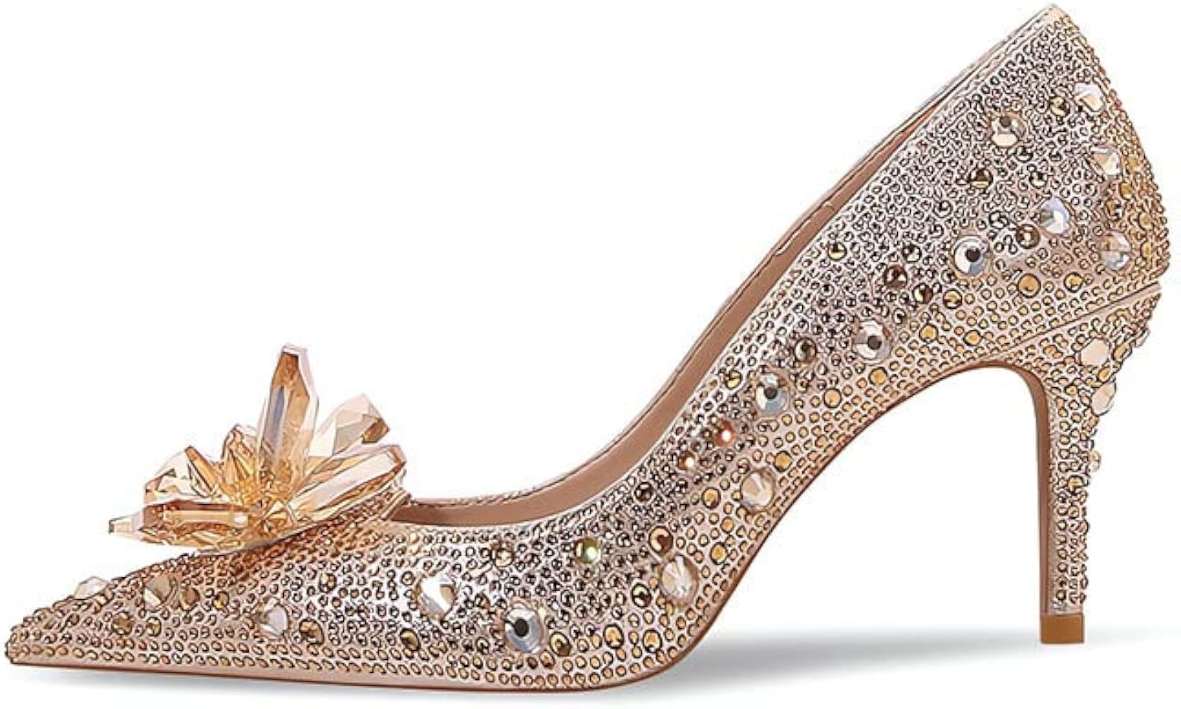 sexytag Women's Crystal Rhinestone Poined Toe Pumps Clear Stiletto High Heels | Amazon (US)