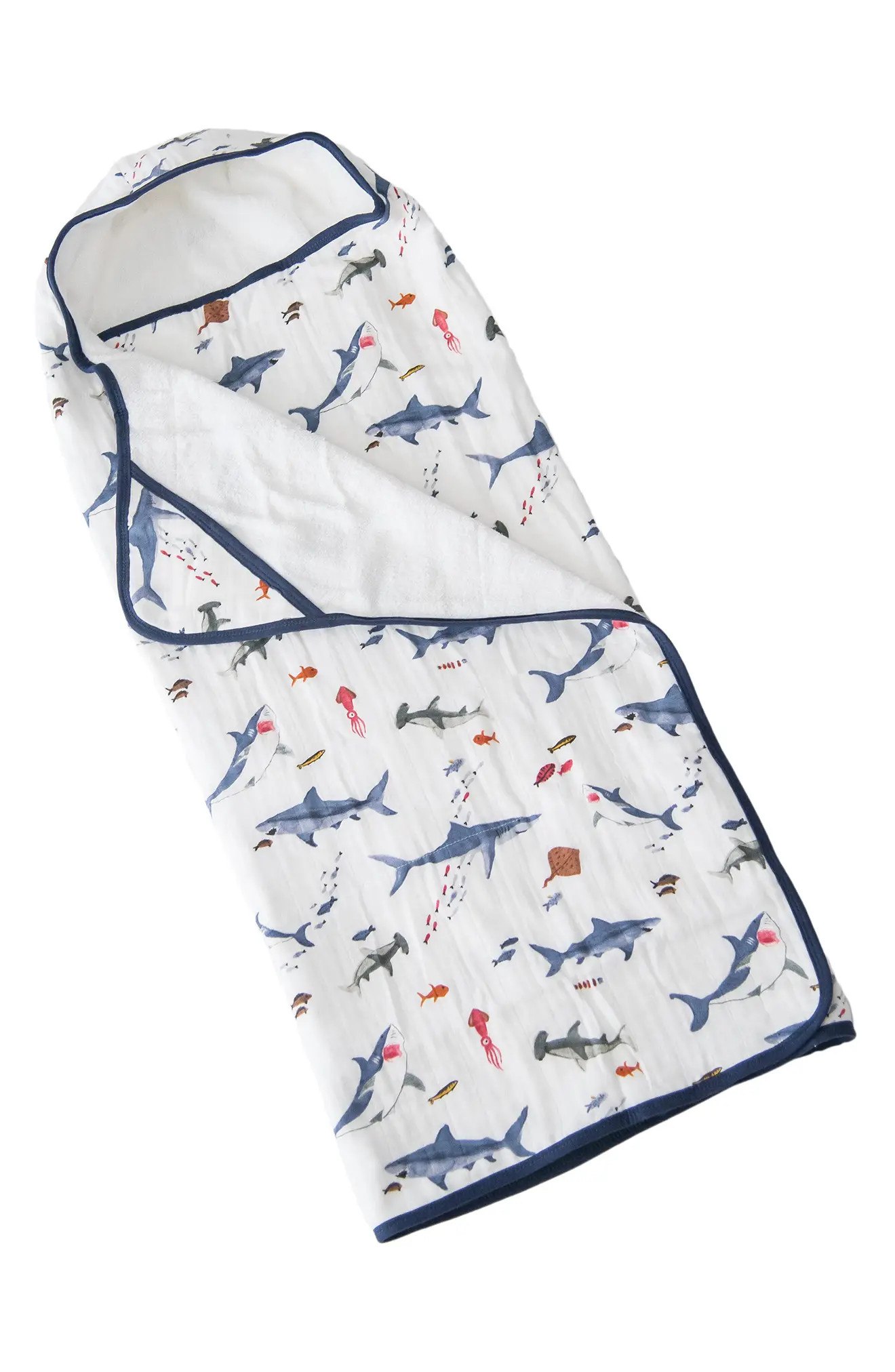 little unicorn Cotton Hooded Towel in Shark at Nordstrom | Nordstrom