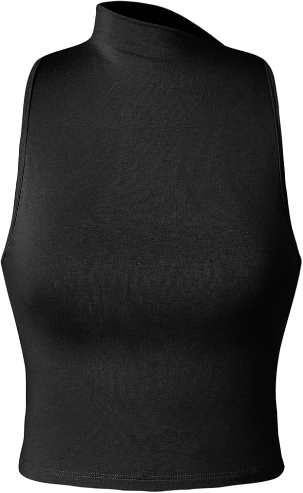 CIDER Tank Crop Top Asymmetrical Neck Sleeveless Ribbed Fitted Knit Fabric Regular Fit Top Trendy... | Amazon (US)