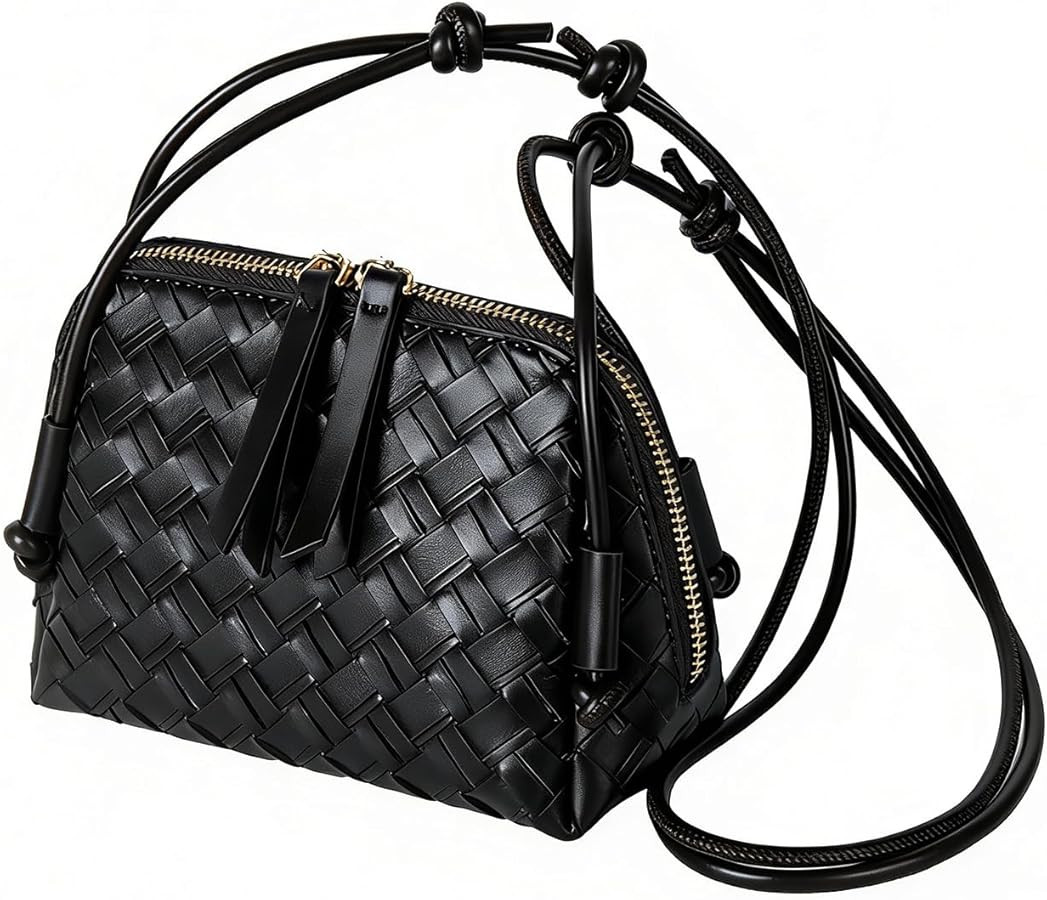 JYG Woven Crossbody Bags for Women PU Leather Handwoven Shoulder Bag Mini Satchel Purses with Adj... | Amazon (US)