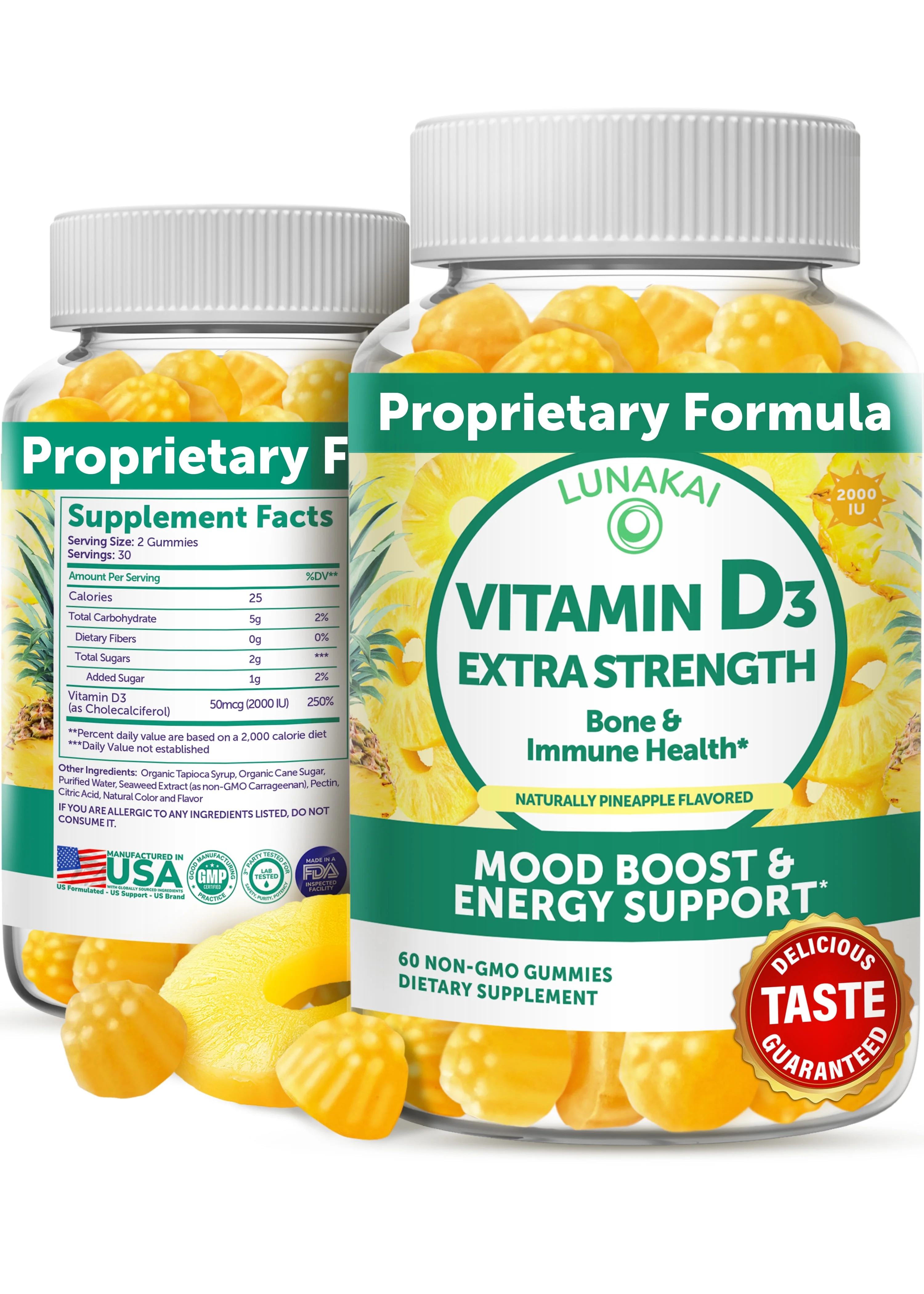 Lunakai Vitamin D3 Gummies Organic Non-GMO No Corn Syrup Vegetarian 60 Day Supply | Walmart (US)