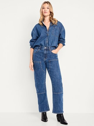 High-Waisted Baggy Barrel Utility Jeans | Old Navy (CA)