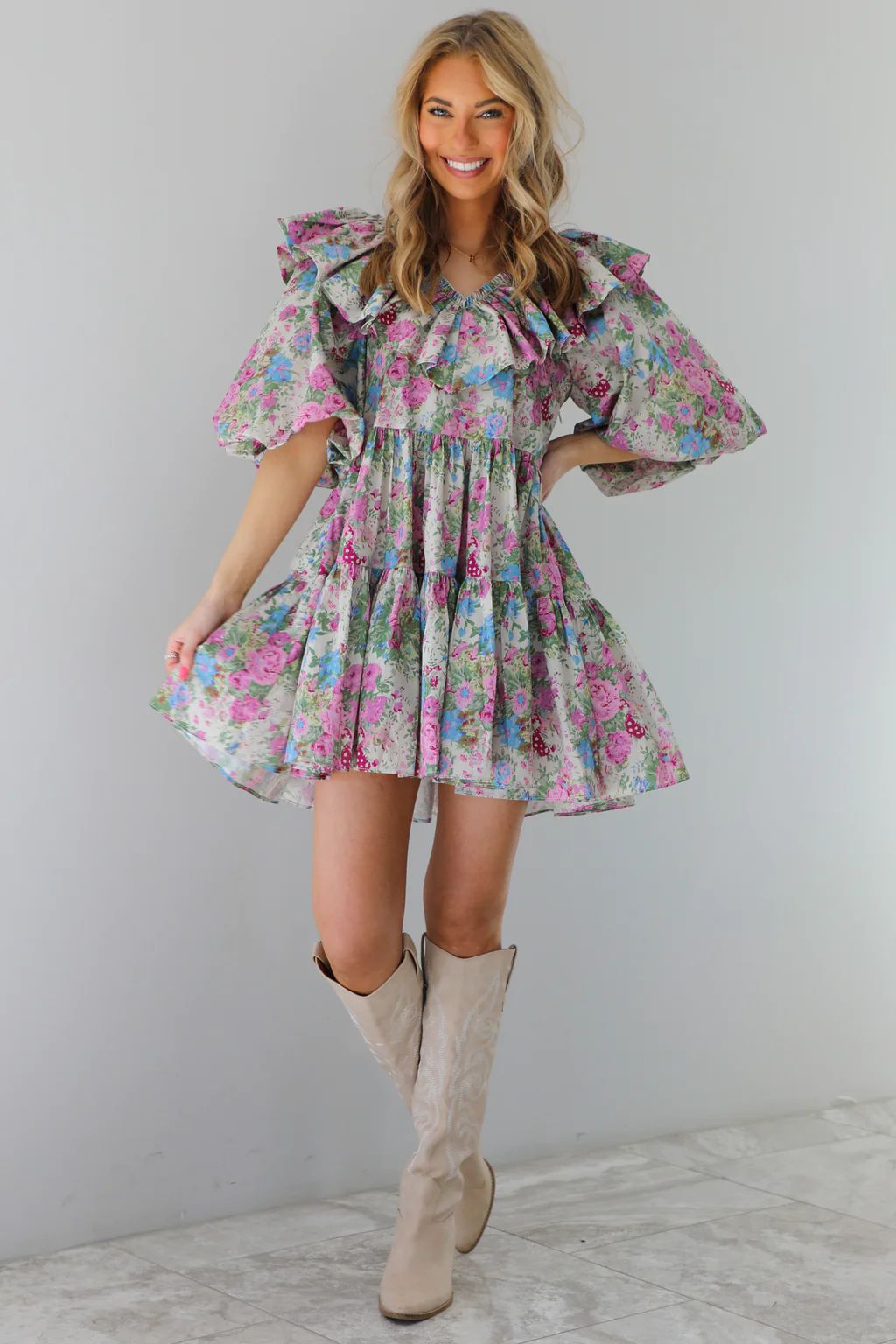 Lost In Love Mini Dress: Lilac/Multi | Shophopes
