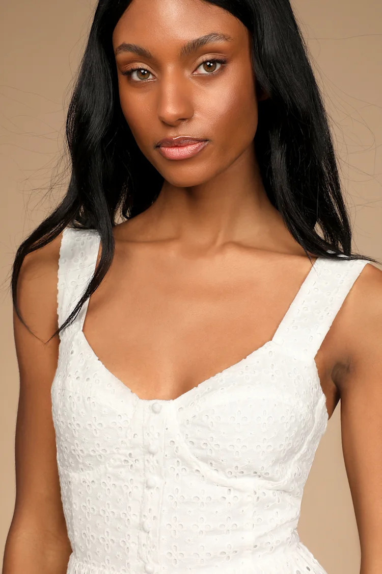 Sweetheart of Summer White Eyelet Tiered Mini Dress | Lulus