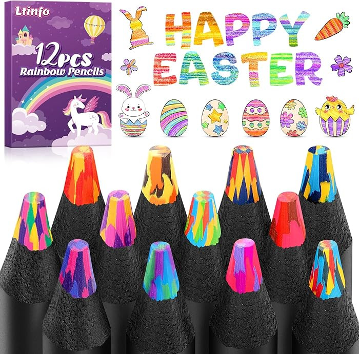 Easter Basket Stuffers, Easter Gifts for Kids, 12 Rainbow Colored Pencils, Art Supplies, Teen Gir... | Amazon (US)