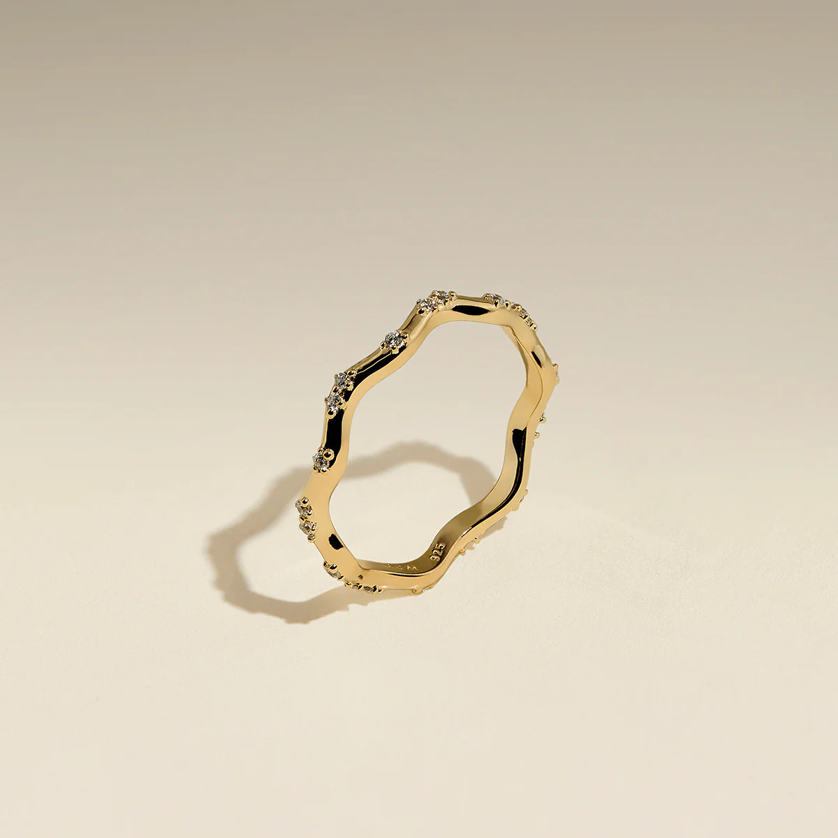 Scalloped Crystal Band Ring in Gold | Astrid & Miyu UK