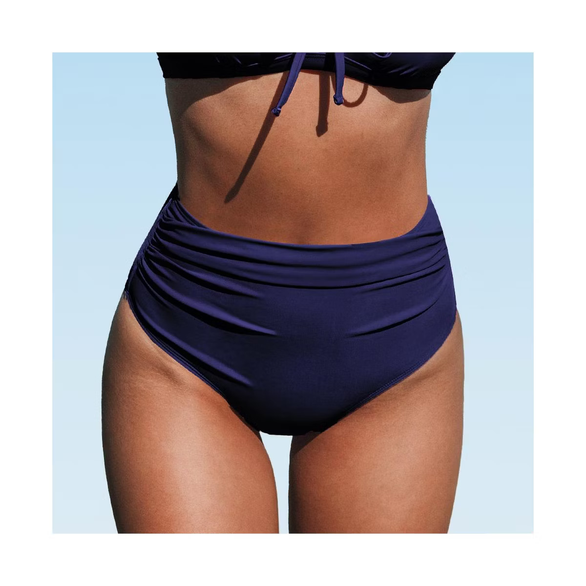 Women's Solid Shirred High Waist Bikini Bottom - Cupshe | Target