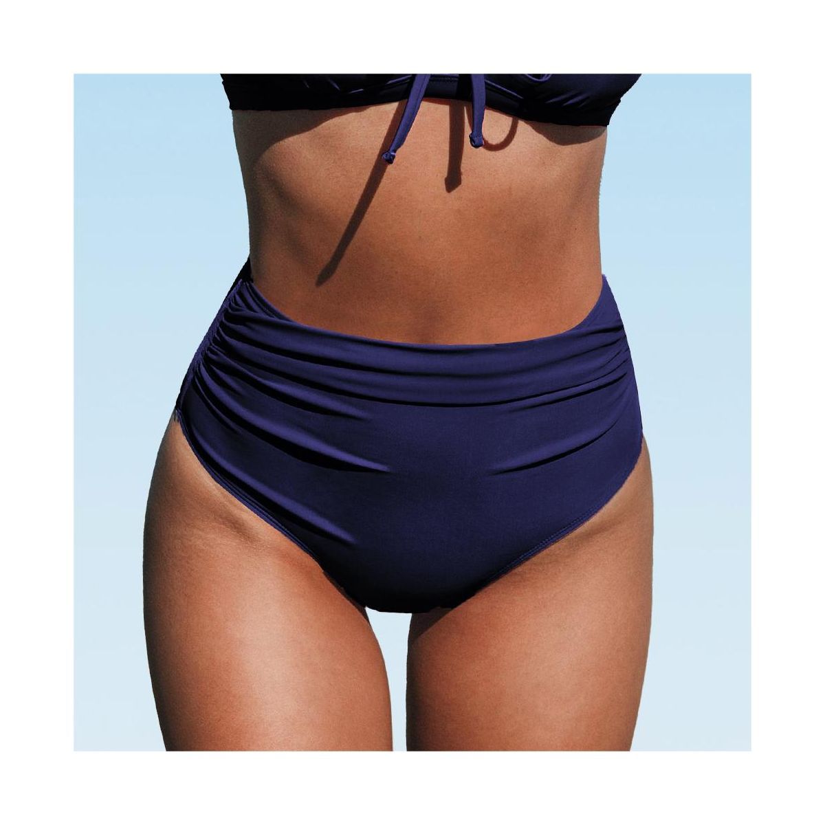 Women's Solid Shirred High Waist Bikini Bottom - Cupshe | Target
