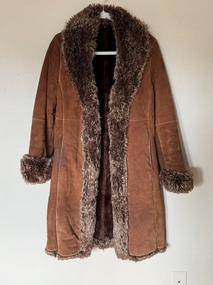 Wilson's Maxima Women's Leather Suede Fur Coat Penny Lane, Y2K 90's Boho | eBay | eBay US