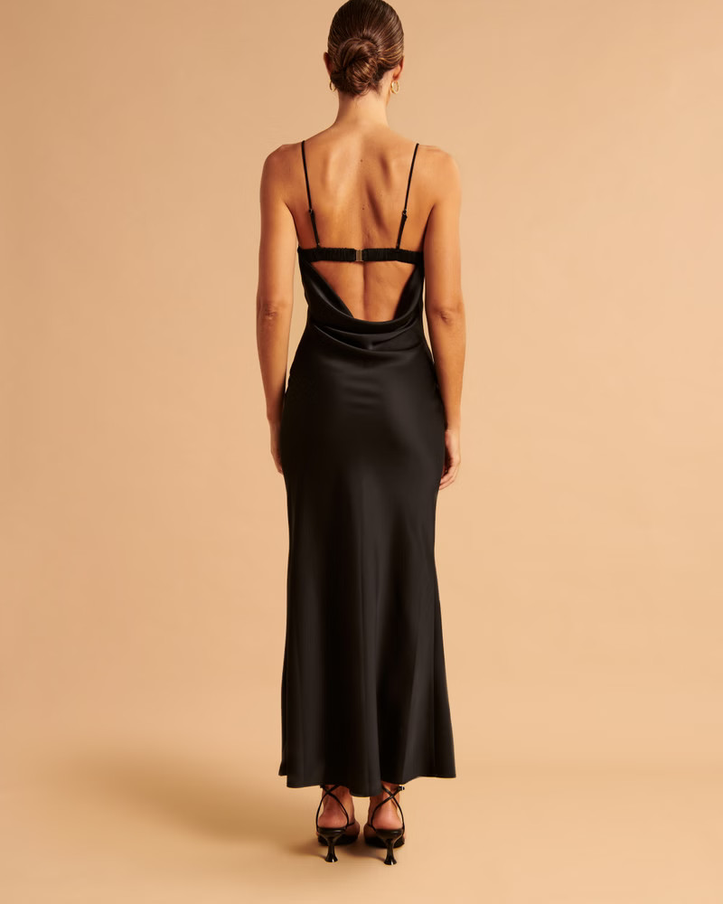 Women's Satin Cowl Back Slip Midi Dress | Women's Dresses & Jumpsuits | Abercrombie.com | Abercrombie & Fitch (US)