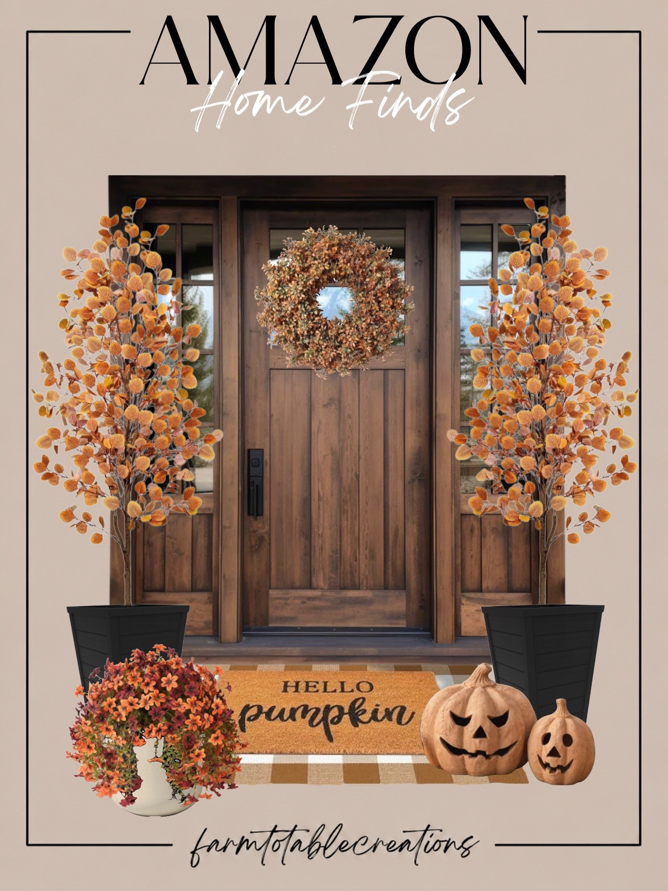 Amazon Fall Front Porch Finds 🍂🎃

Give your front porch an easy fall refresh with cozy Amazon finds! Warm autumn trees, a full seasonal wreath, layered doormats, overflowing mums, and rustic jack-o’-lanterns create the perfect welcoming entrance with just a hint of Halloween charm.

Follow @farmtotablecreations on Instagram for more cozy home finds and trending decor.

I love how the rich oranges and warm wood tones pop against the black planters. These are easy pieces to mix into your existing porch decor now and carry straight through Halloween and Thanksgiving.

#LTKHome #AmazonHome #AmazonFinds #AmazonFallFinds #FallPorch #FallFrontPorch #FallDecor #PorchDecor #AutumnDecor #HalloweenDecor #FallHome #CozyHome #FrontPorchDecor #AmazonMustHaves #LTKFinds

#LTKHome #LTKSeasonal #LTKSaleAlert