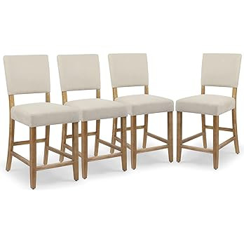 DAGONHIL 24 Inches Counter Height Bar Stools Set of 4, Upholstered Barstools with Wood Legs, Isla... | Amazon (US)