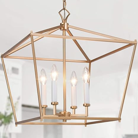 Gold Chandelier, Lantern Pendant Light Fixtures, Foyer Chandelier for Dining Room, Kitchen Island... | Amazon (US)