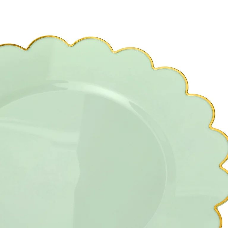 50 Pack Green Plastic Plates with Gold Scalloped Edges for Birthday Party (9 In) | Walmart (US)