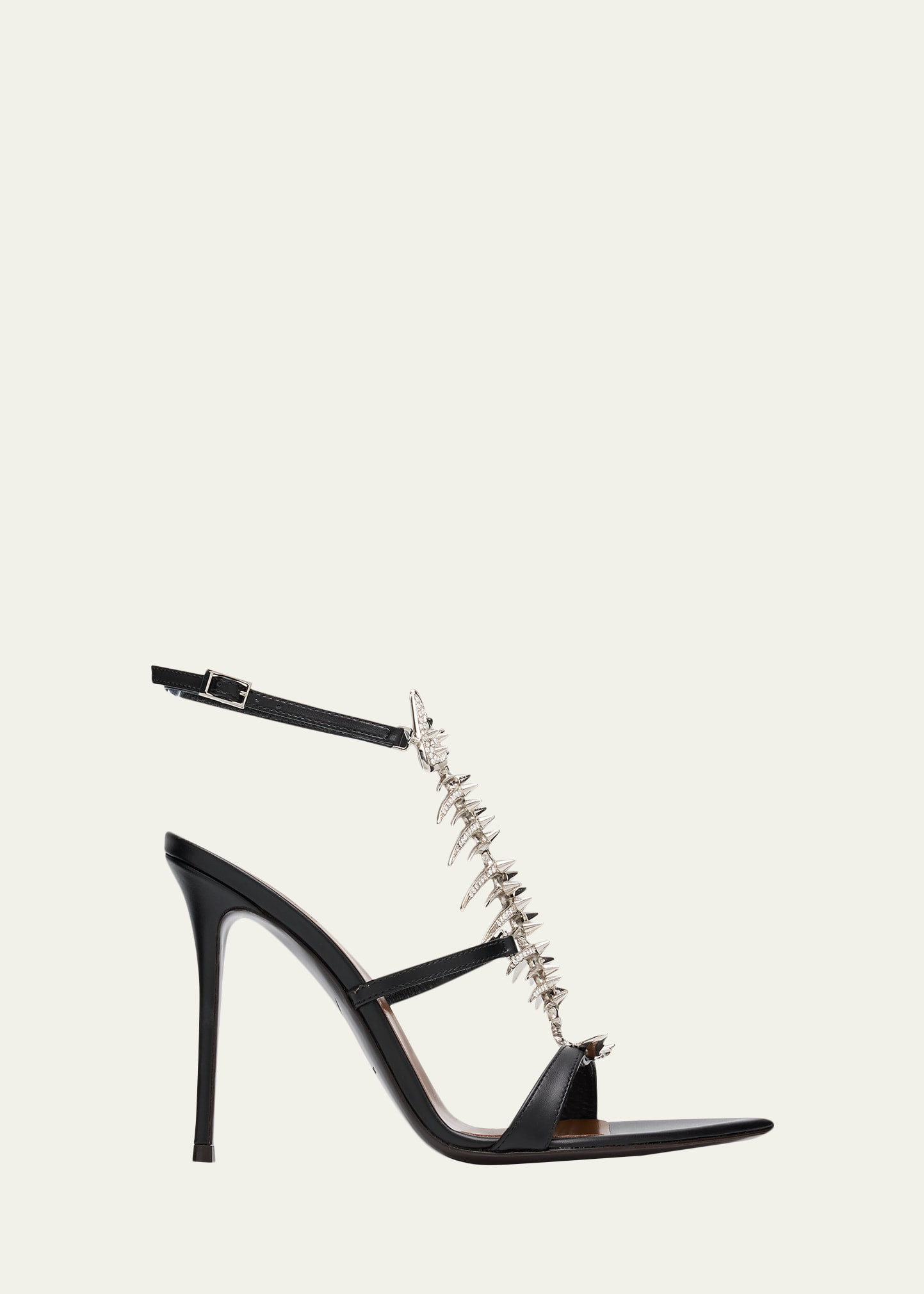 Giuseppe Zanotti Slim Leather Sandals with Fishbone Ornament - Limited-Edition | Bergdorf Goodman