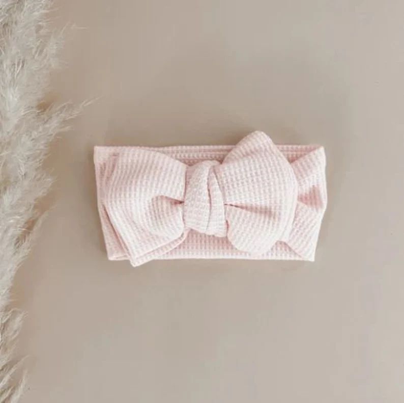 Waffle Baby Topknot Baby Headband Baby Pink, White or Nude - Etsy | Etsy (US)