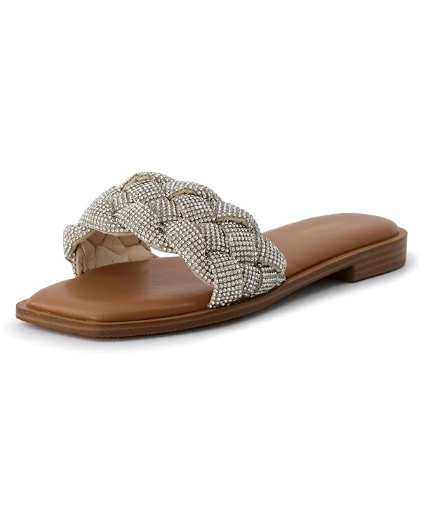 CUSHIONAIRE Women's Verse woven rhinestone slide sandal +Memory Foam, Wide Widths Available | Amazon (US)