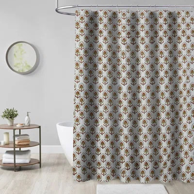 Artisan Block Print Fabric Shower Curtain | Farmhouse Bath Décor | Home Collection, Gurukul, Red | Wayfair North America