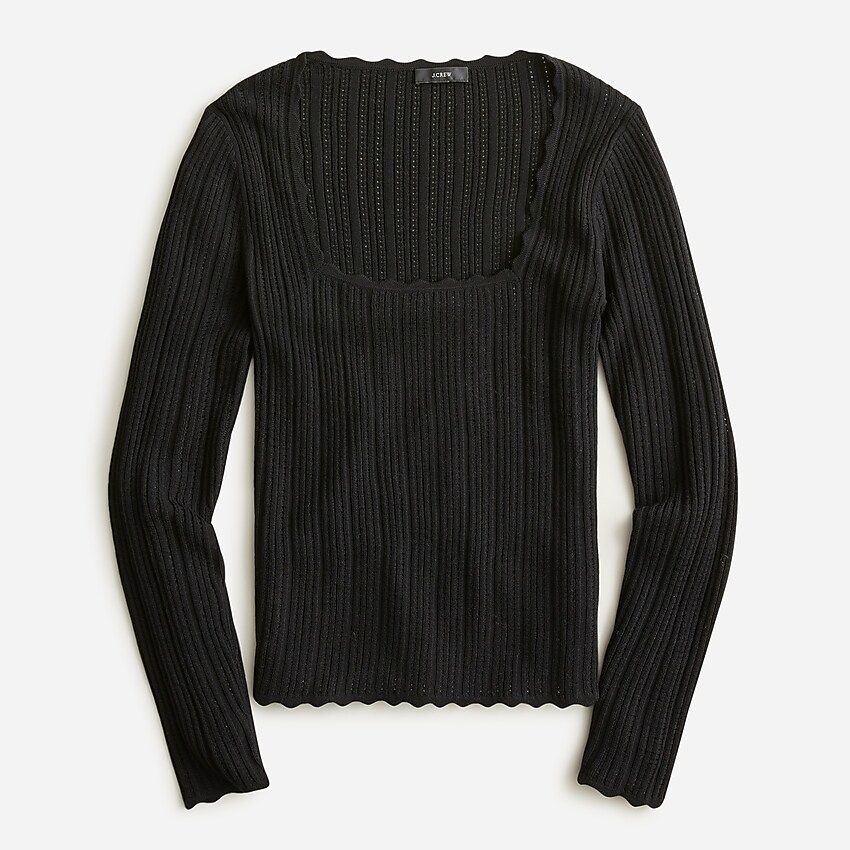 Scalloped squareneck pointelle sweater | J.Crew US