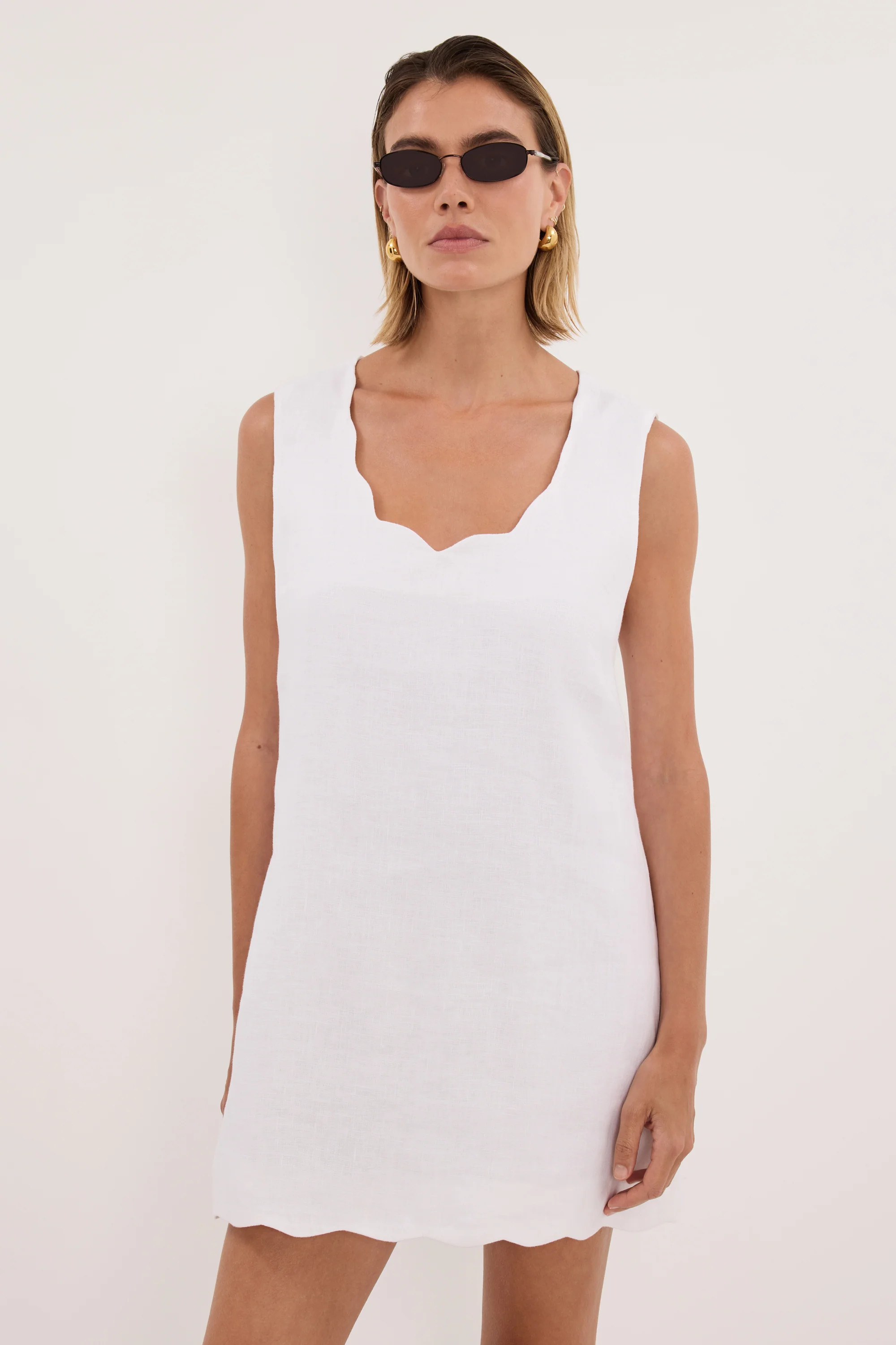LELA WHITE LINEN MINI DRESS | DISSH