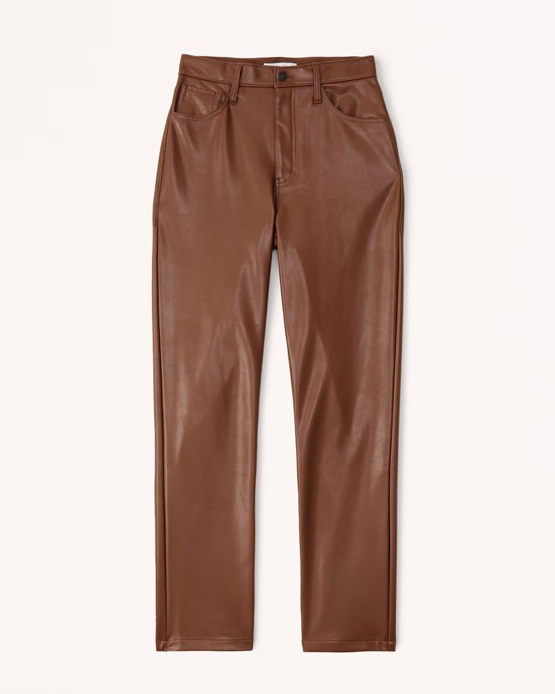 Women's Curve Love Vegan Leather 90s Straight Pants | Women's Bottoms | Abercrombie.com | Abercrombie & Fitch (US)