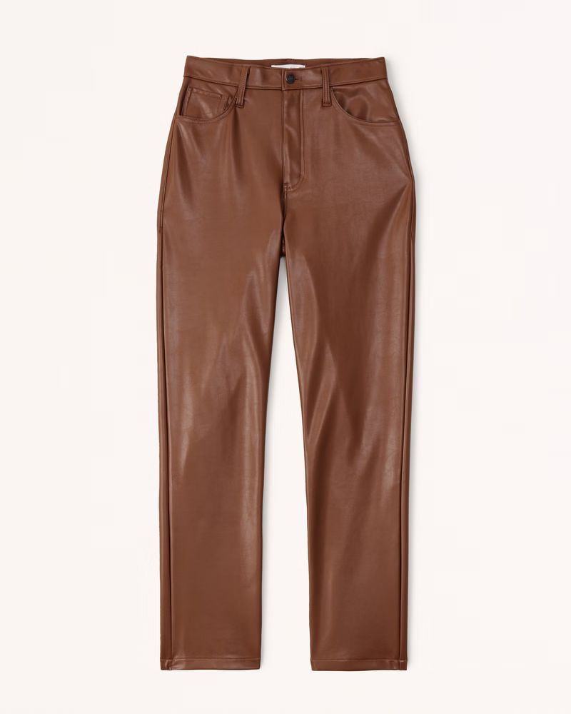 Women's Curve Love Criss-Cross Waistband Vegan Leather 90s Straight Pants | Women's Vegan Leather... | Abercrombie & Fitch (US)