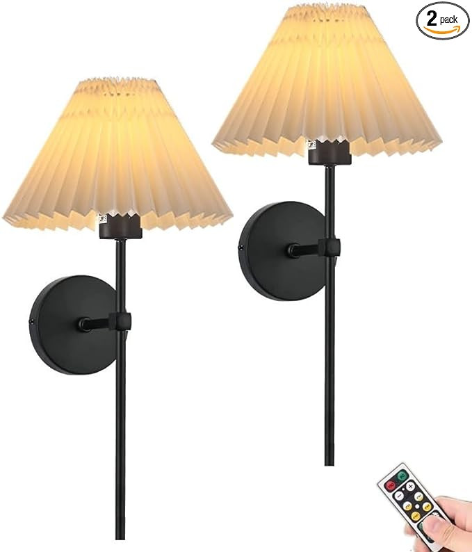 Battery Operated Wall Sconces Set of Two,Rechargeable Wall Lights with Timer,Indoor Non Hardwired... | Amazon (US)