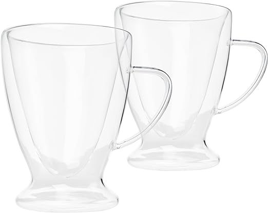 Sister.ly Drinkware, Clear Double Wall Glass Coffee Mugs, Set of 2, 12 Ounces - Celebrate Life On... | Amazon (US)