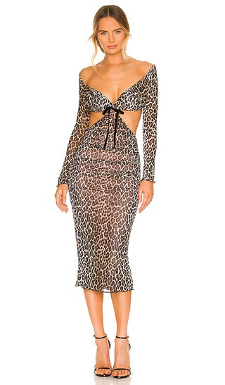 Janan Midi Dress in Leopard Print | Revolve Clothing (Global)