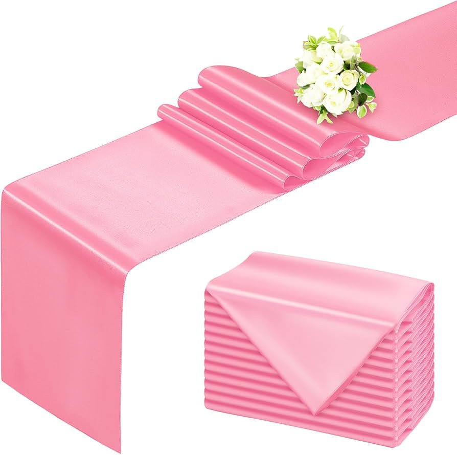 Pink Table Runner 12x108 Inch - 12 Pack Satin Table Runners, Smooth Table Runner for Party Weddin... | Amazon (US)
