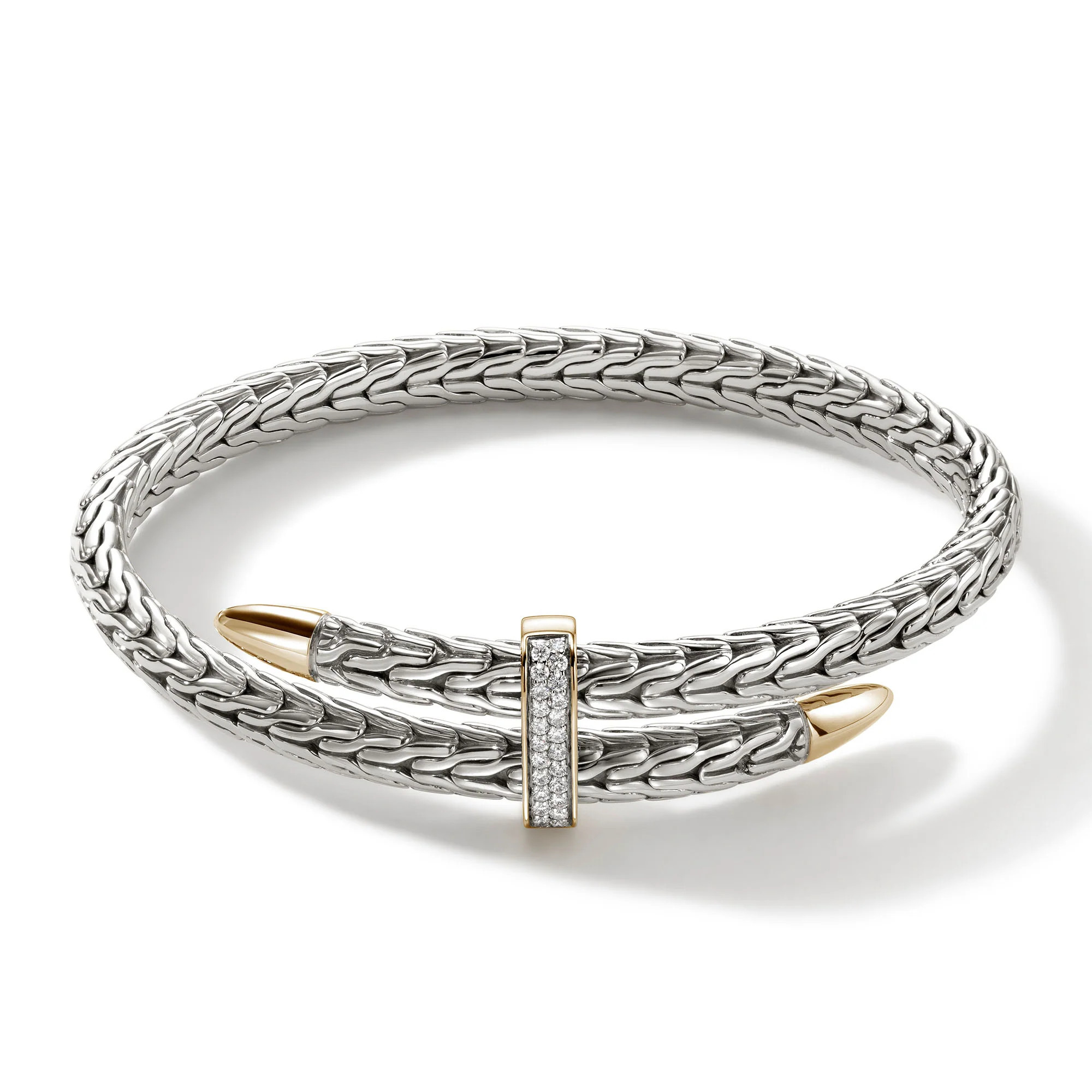 Spear Flex Cuff, Silver, Gold, Diamonds|CZZP90110722DI | John Hardy
