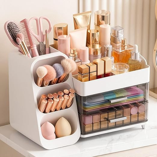 Large Capacity Makeup Organizer Countertop with Makeup Brush Holder for Vanity, Thickened Materia... | Amazon (US)