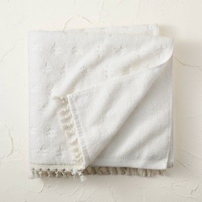 Jacquard Bath Towel with Fringe Cream - Opalhouse&#8482; designed with Jungalow&#8482; | Target