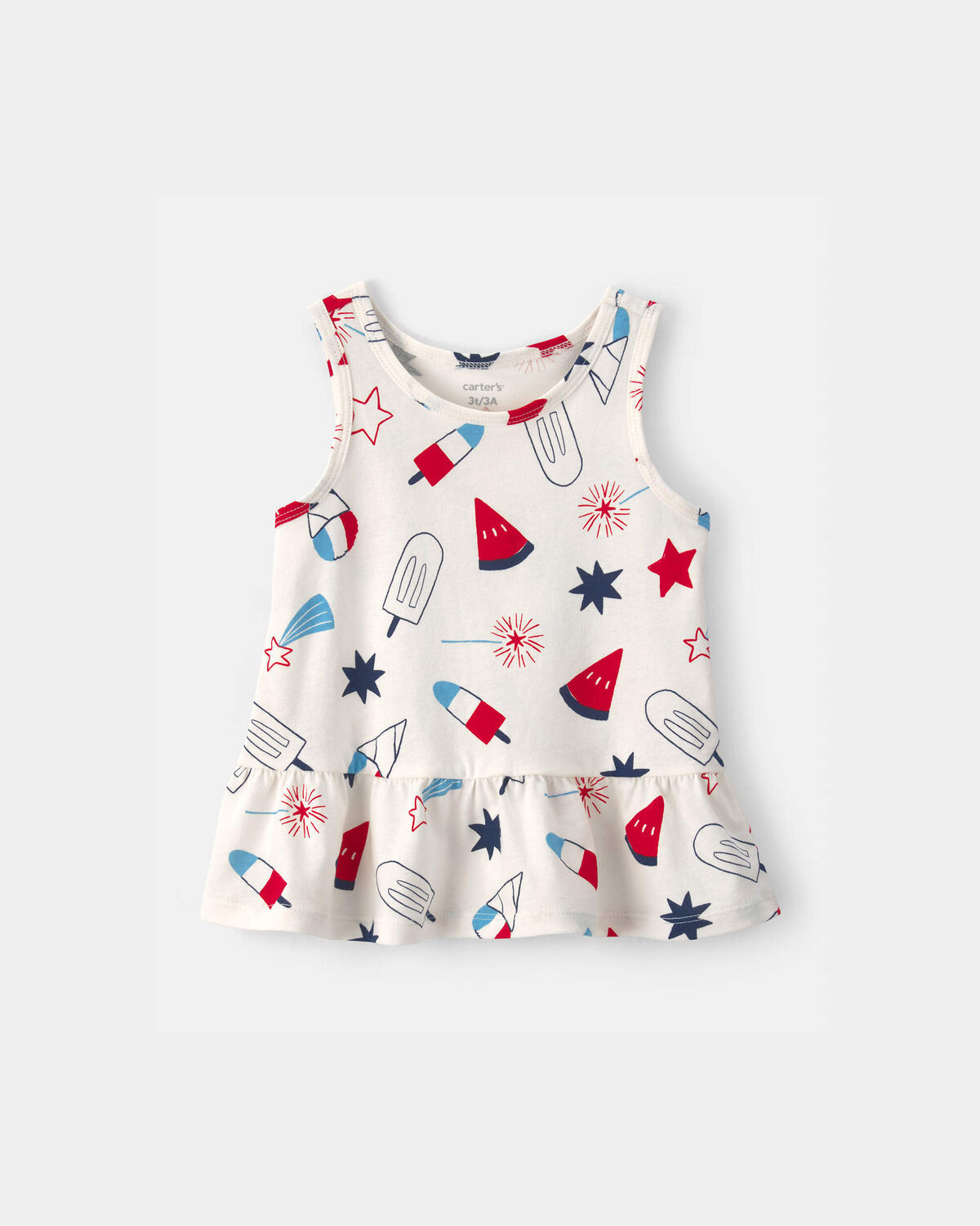 Toddler Girl Fourth Of July Popsicle Peplum Tank Top - Cream | Carter's | Carter's Inc