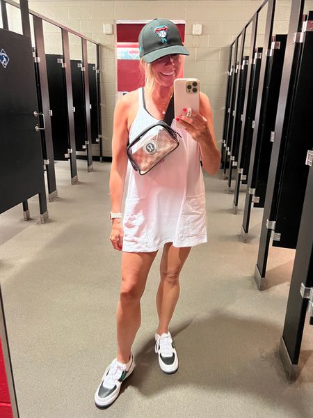 Love this white cotton Amazon dress with a Lululemon clear bag Nike sneakers. Size small in the dress which does run short. Sports mom 

#LTKStyleTip #LTKOver40 #LTKSeasonal