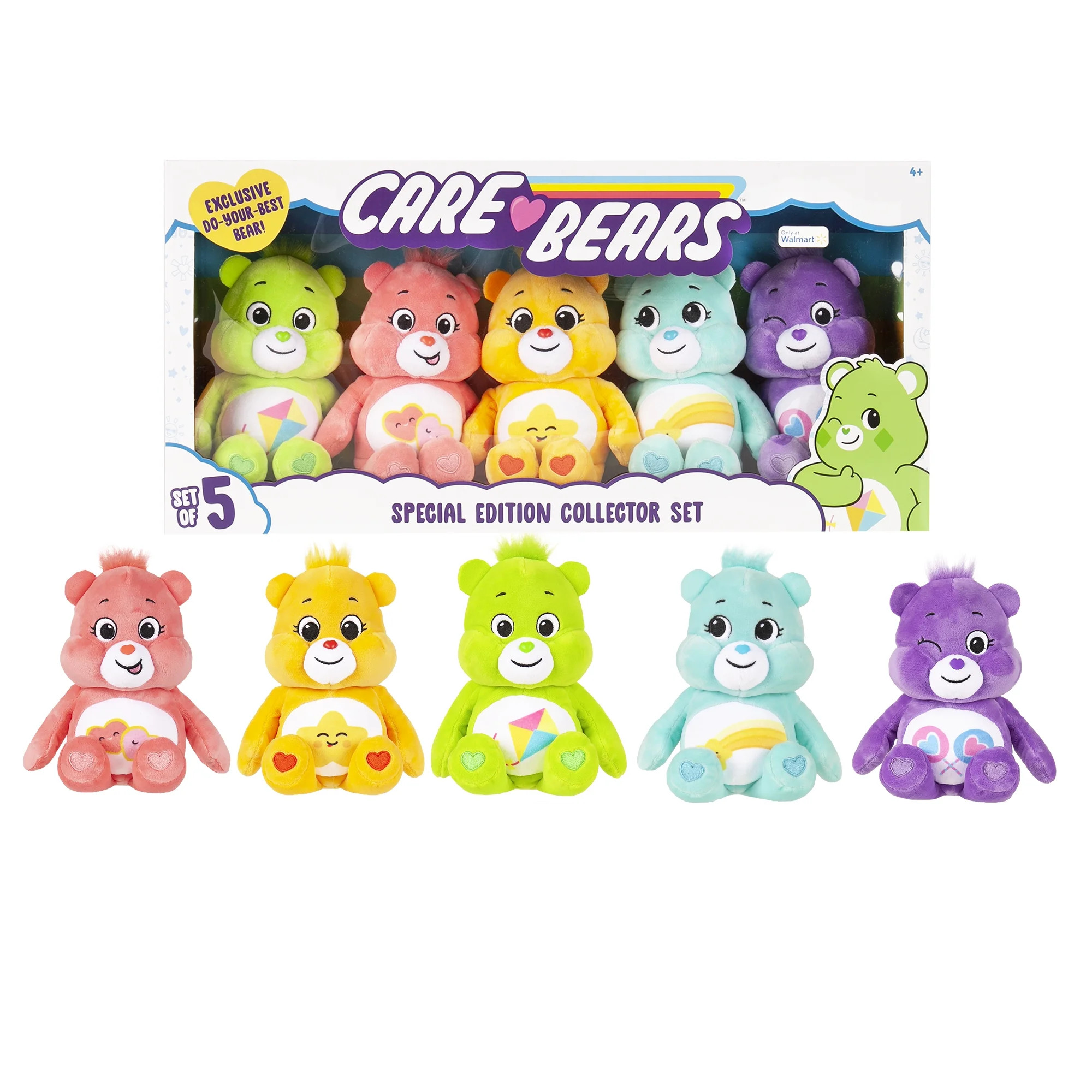 NEW 2021 - Care Bears Bean Plush - Special Collector Set - Exclusive Do-Your-Best Bear Included! | Walmart (US)