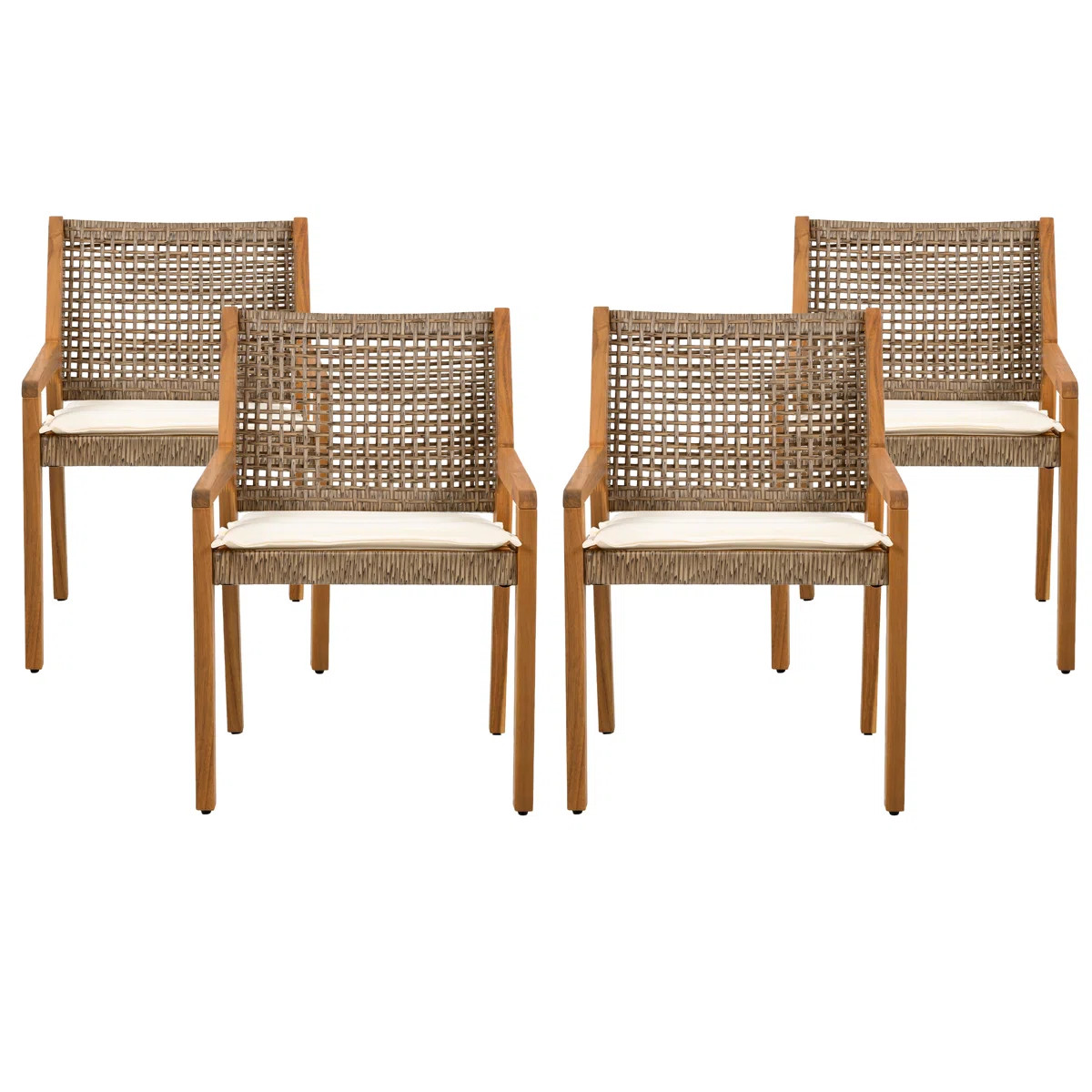 Outdoor Patio Acacia Wood Wicker Club Chair (Set of 2) | Wayfair North America