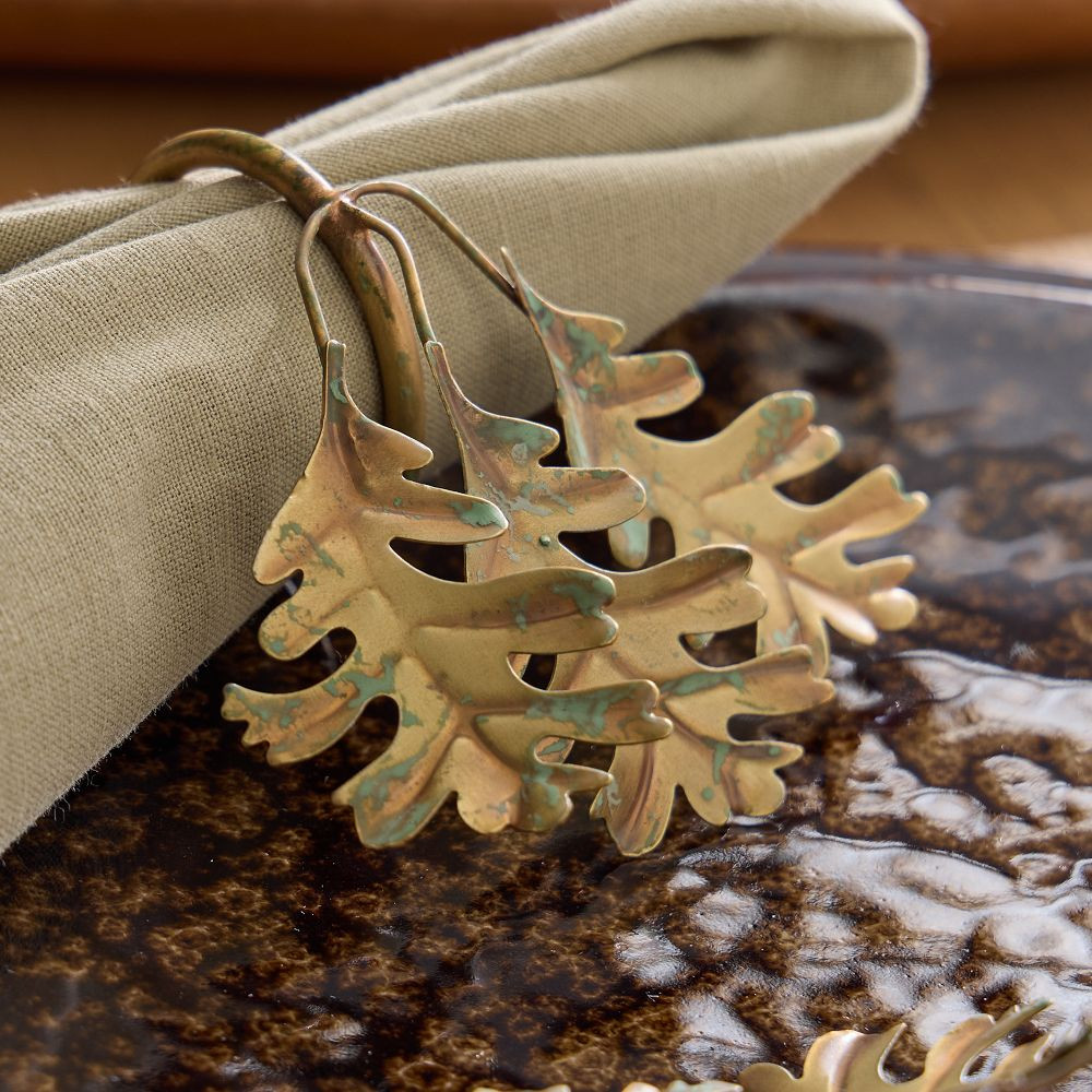 Theron Metal Botanical Napkin Ring Sets | West Elm (US)