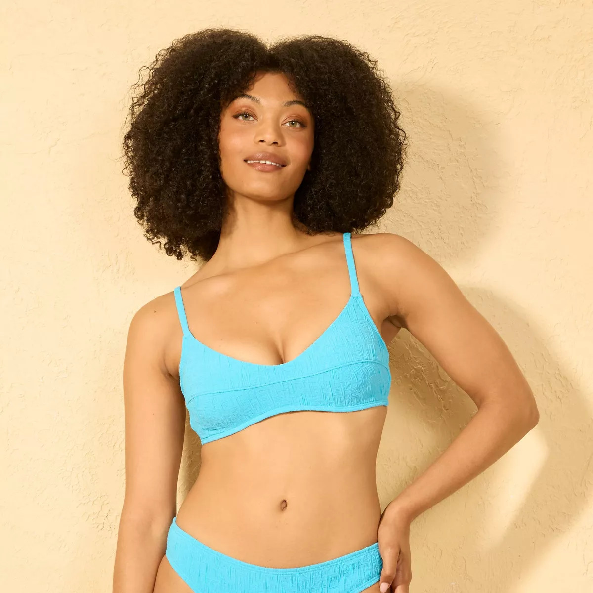 Women's Jacquard Textured Underwire Bikini Top - Shade & Shore™ Blue | Target