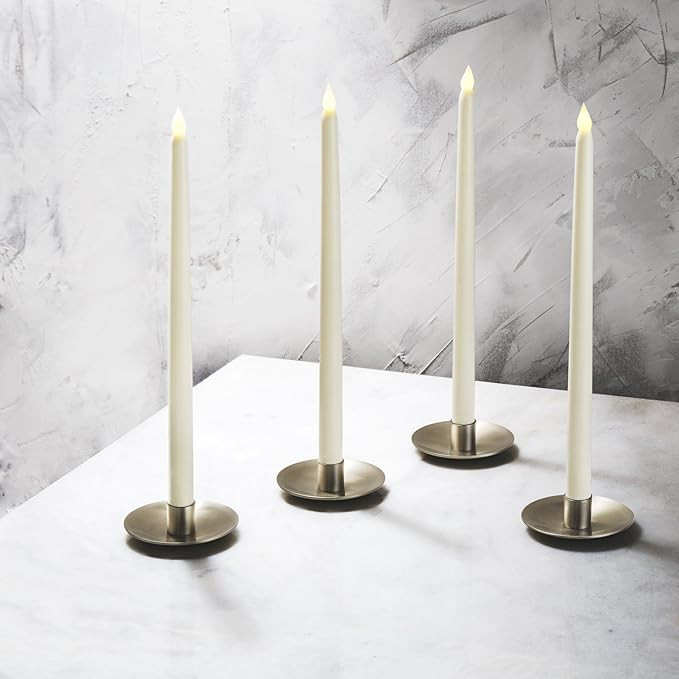 LampLust Flickering Flameless Candles Taper Candles,15 Inch Smooth Ivory Candle Battery Operated ... | Amazon (US)