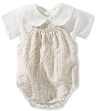 Edgehill Collection x Megan Karp Baby Boys Oliver Overall Linen Cotton Blend Top Overall Bubble Romper Set - 6 Months | Dillard's