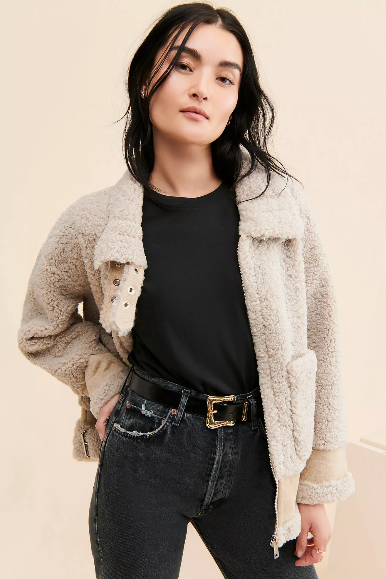 Jules Kae Kylie Sherpa Moto Jacket | Anthropologie (US)
