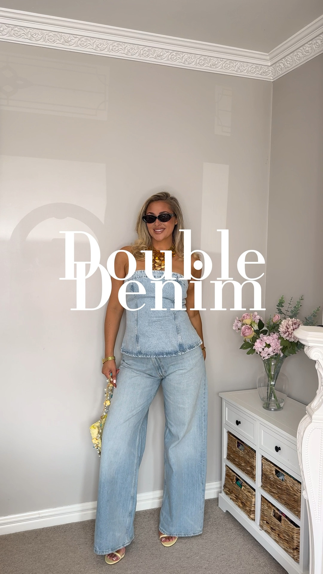 Zara, jeans, high waist jeans, denim top, wide leg jeans, brunch outfit, denim, butter yelloww

#LTKstyletip #LTKuk #LTKsummer