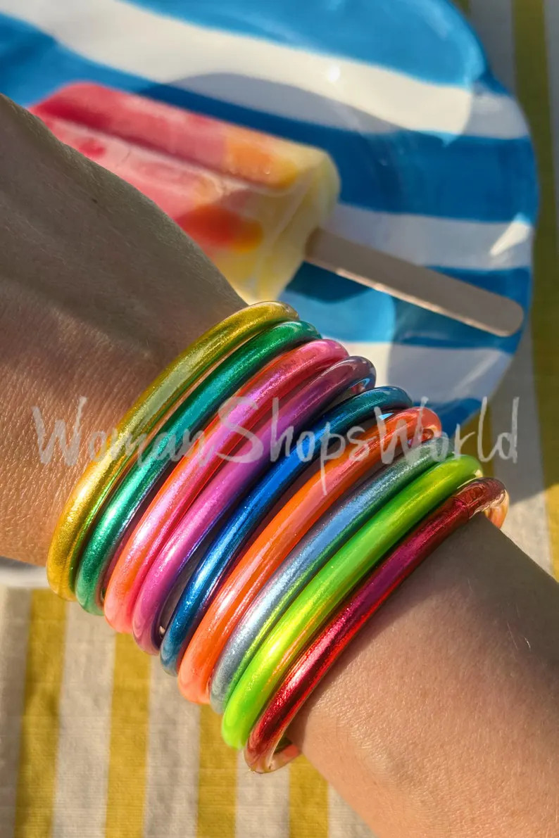 Temple Bracelets From Thailand, Rainbow Thai Bangles, High Quality Amulet Temple Rushes, Gold Lea... | Etsy (US)