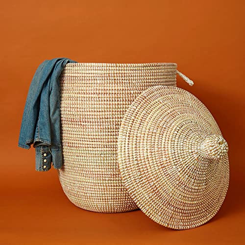 Large Handwoven Storage Grass Basket (White) | Amazon (US)