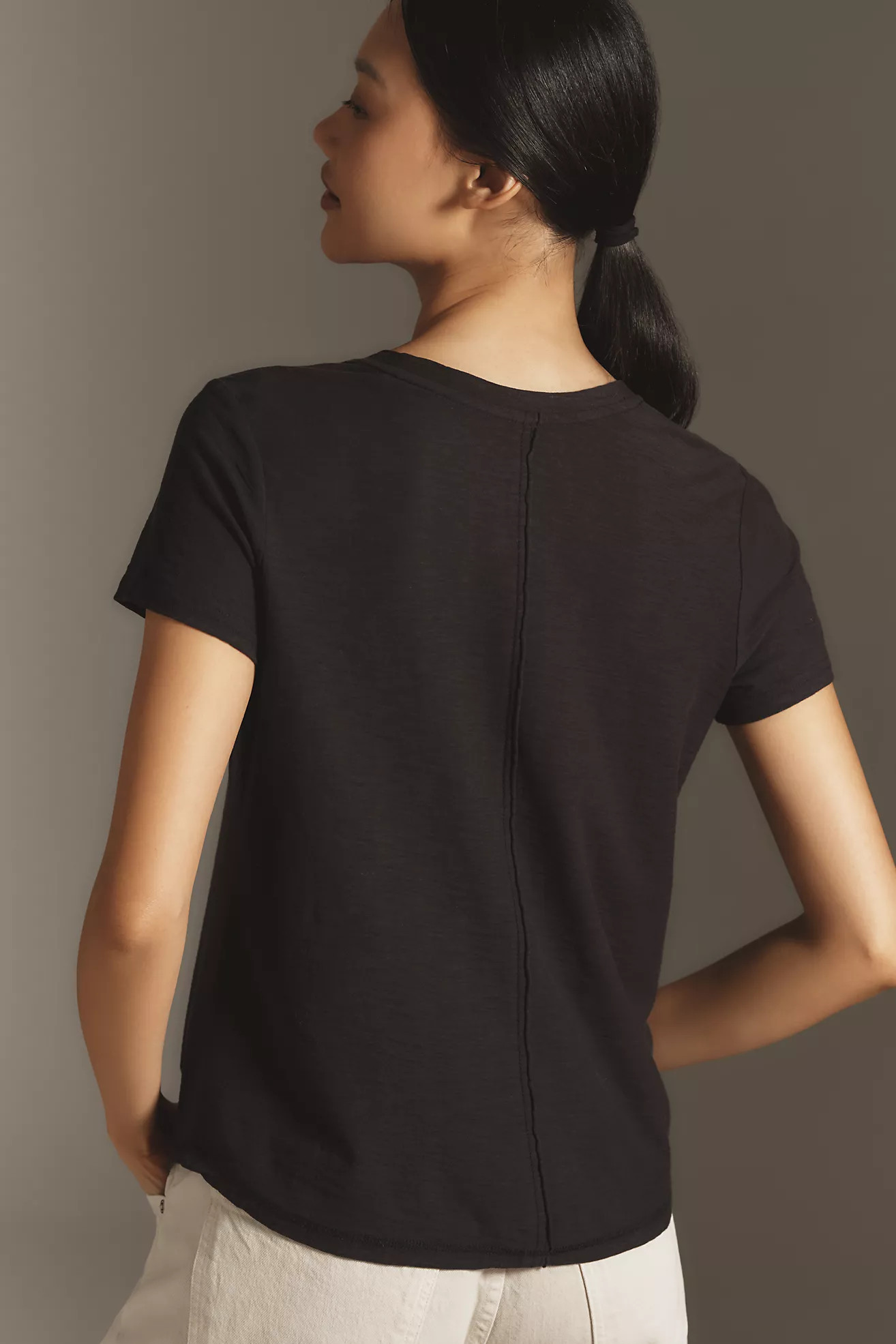 The Bennie Cotton Slub Crew-Neck Slim Tee by Pilcro | Anthropologie (US)