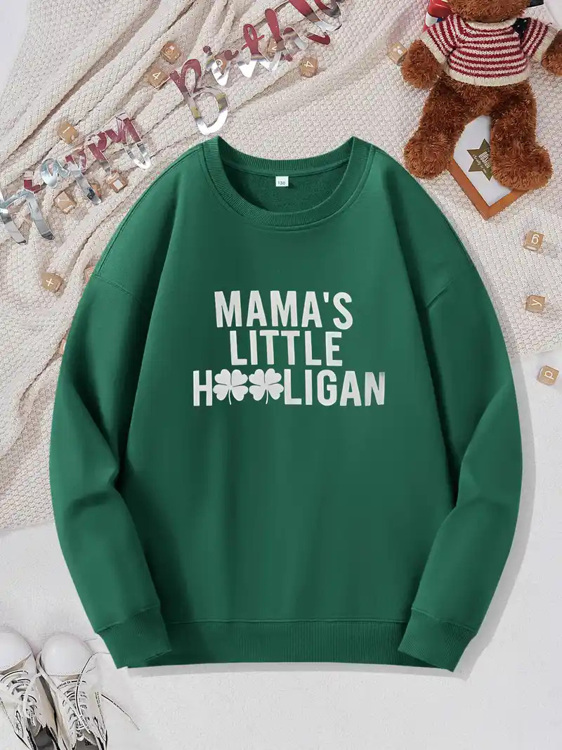 Happy St Patrick's Day Letter Pattern Print Sweatshirt Kids - Temu | Temu Affiliate Program