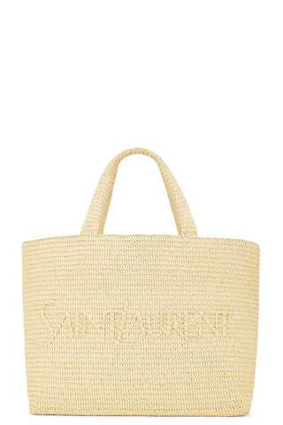 Saint Laurent Supple Raffia Tote Bag in Naturel | FWRD | FWRD 