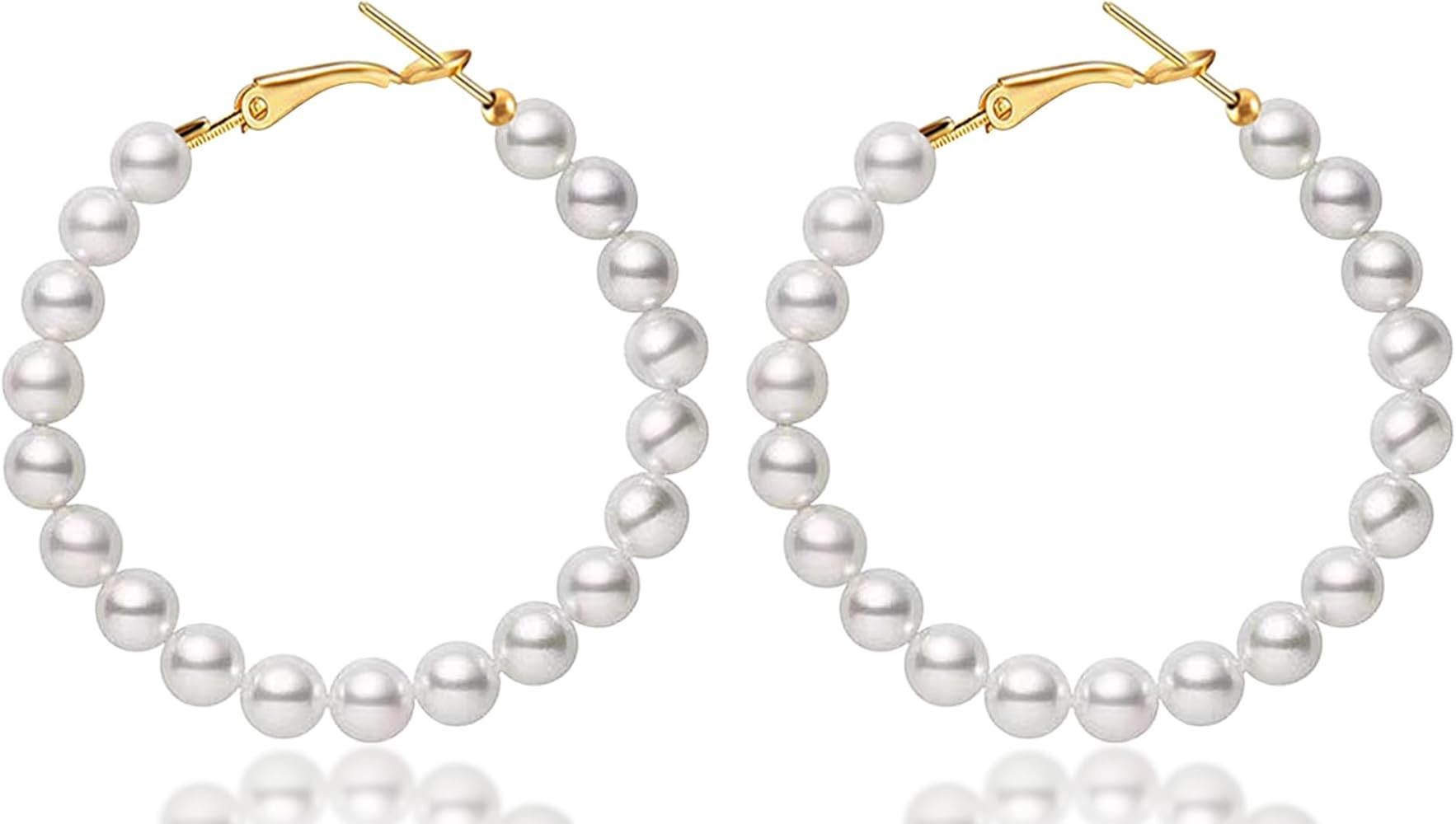 Pearl Hoop Earrings for Women Fashion Dangle Hypoallergenic Layer Earrings Drop Dangle Earrings G... | Amazon (US)